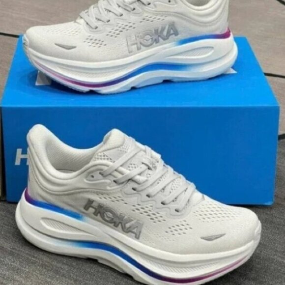 HOKA Women's Bondi 9 Running Shoes-Color: Ash Grey/White - Picture 4 of 6